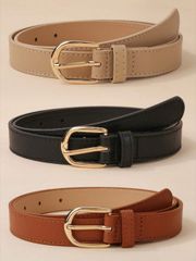 Women's Accessories: Belts (3 pieces) - Casual Wear Slate Warrior Ralstyle Assorted Color PU Leather Belt - Perfect for Summer, School, Autumn, and Halloween