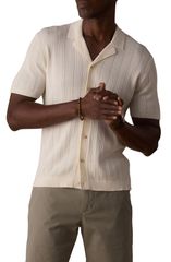 ノーマルブランド メンズ トップス シャツ ニット The Normal Brand Robles Texture Knit Camp Shirt Ivory アイボリー