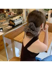 アクセサリー レディース ヘアアクセサリー シュシュ 1個 フレンチシフォンレースリボンヘアスクランチー、デイリー、バケーション、カジュアルシーンに適しています。エレガントでユニークなヘアタイ、ヘアスクランチー、ポニーテールホルダー、ビューティーホームヘ