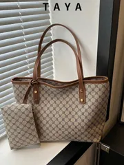 バッグ レディース トートバッグ ミニマリスト レトロ 大容量ハンドバッグ、ジッパー開閉、軽量 柔らかい ショルダーバッグ、女性のカジュアルデイリーユースに適しています
