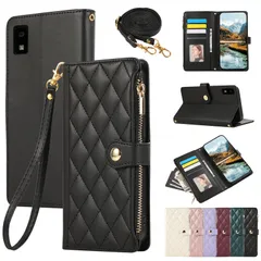 新品 AQUOS Wish/Wish2 ケース 手帳型 AQUOS Wish2 ケース 手帳型 ショルダー アクオス SH-51C ケース ひし形柄 SHG06 SHG08 A104SH SH-M20 ケース人気 女性 肩掛け カード収納 ジップ付き財布 横置