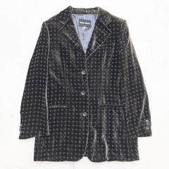 GIORGIO ARMANI ジャケット テーラード ベルベット ベロア 総柄 シルク レーヨン ブラウン イタリア製 レディース 42 b02052
