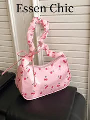 バッグ レディース ショルダーバッグ メッセンジャーバッグ 1個 ピンク 桜柄 ナイロン バゲットバッグ、プリーツ ショルダー アンダーアームバッグ レディース、春の新作