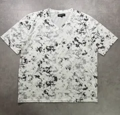【semantic design】Y2K セマンティックデザイン Vネック 総柄 タイダイ柄 モノトーン 半袖 Tシャツ Lサイズ 白 黒 平成レトロ お兄系のサムネイル