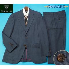 新品 オンワード樫山 DORMEUIL IDENTITY 日本製 春秋『DORMEUIL ドーメル 英国製生地』ウール100% 千鳥織柄 スーツD8/96紺 LM8551