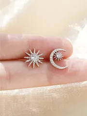 ジュエリー レディース イヤーアクセサリー 1ペア 形 非対称性 適す 女性用 スタッドピアス