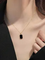 ジュエリー レディース ネックレス ペンダントネックレス 1個 ファッション ステンレス鋼 長方形 女性用 日常の装飾用 ペンダントネックレス