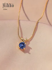ジュエリー レディース ネックレス ペンダントネックレス 1個 ミニマリストスタイル ネイビーブルー 一粒ペンダントネックレス、ステンレススチール スネークチェーン ゴールド繊細なネックレス レディース用