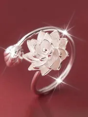 リング レディース リング 1個 エレガントな花デザインリング、女性に適しています。結婚式、、記念日、パーティー、ジュエリー、バレンタインデーのギフトに最適です。