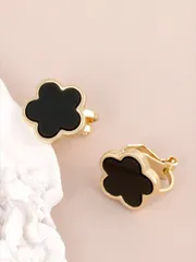 ジュエリー レディース イヤーアクセサリー 1ペア ラッキークローバー クリップピアス、ファッショナブル5枚弁の花クリップピアス、女性へのギフト、バレンタインデー、母の日