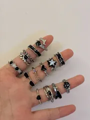 リング レディース セット 13個セット Y2K スタイル ピンク アシンメトリー ジオメトリック ヴィンテージ リボン ハート リング レディース ガールズ ファッションジュエリー ギフト