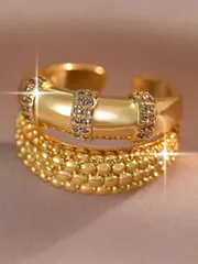 リング レディース オープン 1個 ダブルレイヤー 指輪、日常装飾、結婚式の付属品、友人へのギフトに適しています