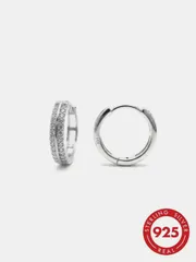 ジュエリー レディース イヤーアクセサリー ダブルロウ フープピアス、きらめくピアス、ギフトボックス付き、結婚式と日常着用に適しています