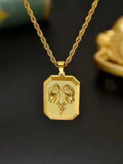 ジュエリー メンズ ネックレス ペンダントネックレス ステンレススチール ダブルオオカミヘッド ハート彫刻ペンダントネックレス、ノルディック神話の要素を特徴とし、永遠の愛を象徴、カップルへのギフト、記念日プレゼント、彼氏への品ギ