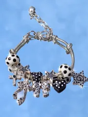 ジュエリー レディース ブレスレット チェーンブレスレット 1個 ファッション水玉リボンチャームブレスレット、ブルー水玉リボンブレスレット、スタークロススパイラルブレスレット