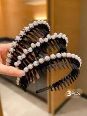 ヘアアクセサリー ヘアバンド 1/2/3個 女の子用装飾 滑り止めヘアバンド ブラック&ホワイト