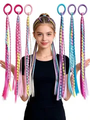 ヘアアクセサリー シュシュ 6個 マルチカラー編み込みヘアアクセサリー ヘアゴム スイート クール ボクシングブレイド ラバーバンド ハイポニーテール ビーズブレイド ヘアロープ ヘアバンド