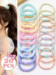 ヘアアクセサリー シュシュ 20個 女性用ドーパミンカラフルヘアタイ、高弾性ヘアバンド、ファッショナブルなミニマリストスタイル、日常着用とビーチバケーションに適しています