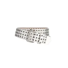 【新品】 [バズ セレクション] ベルト スタッズ ピンバックル デザイン カジュアル アクセント メンズ レディース LBU023(ホワイト)