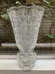 美品】ボヘミアガラス500PK ハンドカット 花瓶 花器 フラワーベース