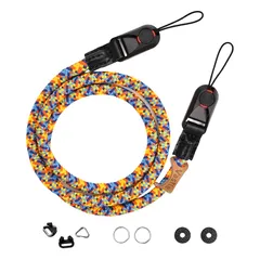 【新品】 [CT_Luxury_Elegant] カメラストラップ 本革 クライミングロープ ネック ショルダー対応 クイックリリース 高耐久 耐荷重設計 ミラーレス コンパクト対応 (花火カラー, 120 cm)