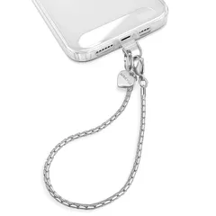 【新品】 [X-Lounge] スマホストラップ手首 ハンドストラップ オシャレなチェーンストラップ スリム 軽量 アウトドア ストラップホルダー２枚付き シルバー Short