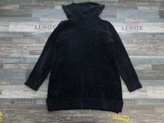LANDS’END ランズエンド レディース ビッグタートルネック 七分袖 コクーン ニットセーター S ネイビー