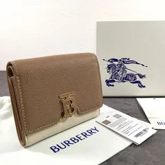 未使用品 BURBERRY TBロゴ 三つ折り財布 バイカラー 箱付き 380