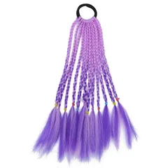 【新品】 HaNaRuNa キッズダンス 三つ編み 付け毛 カラフル エクステ ヘアアクセ 子ども用 発表会 イベント パフォーマンス ヘアアレンジ かわいい 派手 おしゃれ (パープル)
