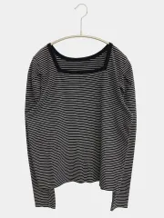 BONLECILL ボンルシール Tシャツ/カットソー F ブラック ボーダー柄 ミドル丈 長袖 スクエアネック レディースのサムネイル