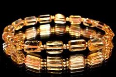 【１点物】AAAA☆高発色 シトリン　8x5mm　チューブカット ブレスレット パワーストーン 天然石 _MD3966