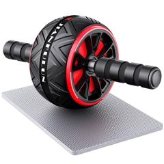 ZPOW 腹筋ローラー マット付き 筋トレ アブホイール アブローラー，静音 ダイエット器具 筋トレグッズ 腹筋 トレーニング 健康グッズ 腹筋マシーン 背筋 運動器具 きんとれ器具 レッド 0