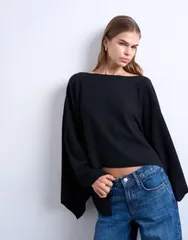 トップショップ レディース アウター ニット・セーター Topshop knit poncho Black ブラック