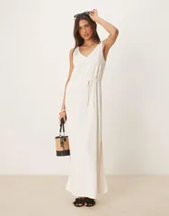 ジェイディーワイ レディース トップス ワンピース マキシワンピース リネン マキシ JDY linen mix tie maxi dress WHITE ホワイト