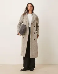グラマラス レディース アウター コート Glamorous oversized tailored coat herringbone Gray Check グレー