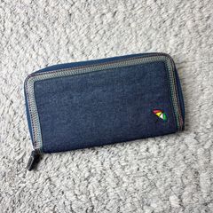 【美品】ARNOLD PALMER アーノルドパーマー 長財布 ラウンドファスナー デニム レインボーステッチ