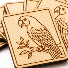 オウム 鳥 木製パーツ 6個 未塗装 DIY