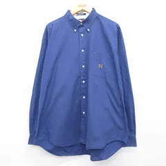 XL/古着 トミーヒルフィガー TOMMY HILFIGER 長袖 ブランド シャツ メンズ 90年代 90s ワンポイントロゴ コットン ボタンダウン ブルー 26aug19