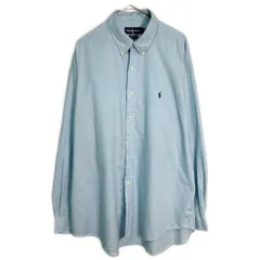 RALPH LAUREN ラルフローレン BLAKE ボタンダウン 長袖シャツ 千鳥格子 ブルー(メンズ XL)中古 古着 Y8898