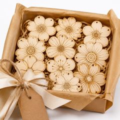 花 フラワー 木製パーツ 6個セット ハンドメイド 工作 DIY デザイン05