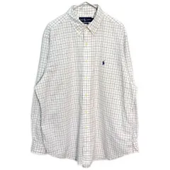 RALPH LAUREN ラルフローレン ボタンダウン 長袖シャツ チェック ホワイト(メンズ 17)中古 古着 Y8967