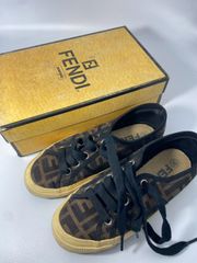 FENDI フェンディ ズッカ FF柄 ローカット スニーカー キャンバス ブラウン 36 約23cm レディース 靴 ヴィンテージ イタリア製 箱付