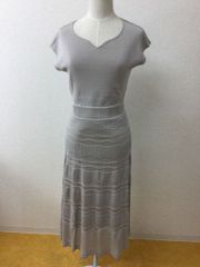index タグ付き未使用 ゆったりサイズ グレージュニットワンピ ウエストゴム