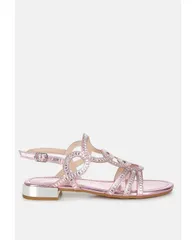 ロンドンラグ レディース シューズ パンプス カットアウト サンダル London Rag Jisters Cut Out Detail Rhinestone Flat Sandals Pink ピン