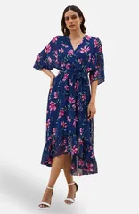 ユミキム レディース トップス ワンピース フラワー柄 ミディ フラワー Yumi Floral Midi Dress Navy ネイビー