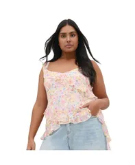 シティーシック レディース トップス シャツ プラスサイズ プリント CITY CHIC Womens Plusize Waverly Frill Printop Vintage ditsy