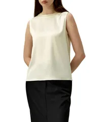 リリーシルク レディース トップス シャツ ノースリーブ LILYSILK Womensleeveless Round Neck Silk Top Lily white ホワイト