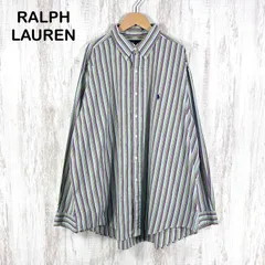 90s RALPH LAUREN CLASSIC FIT ラルフローレン クラシックフィット ポニーロゴ刺繡 マルチストライプ BD ボタンダウンシャツ ビッグサイズ
