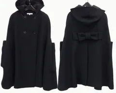 美品◇PAUL & JOE SISTER フーデッド ケープコート ポンチョ ゆったりライン ブラック ポール＆ジョー シスター レディース 日本製