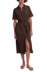 ボーデン レディース トップス ワンピース ミディ シャツ ジャージー Boden Mavis Belted Jersey Midi Shirtdress Brown ブラウン